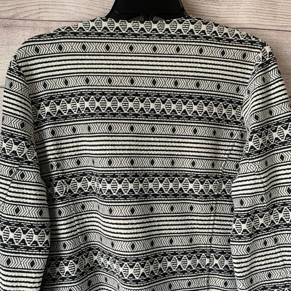Jack Black and White Geometric Pattern Blazer Jacket Open Front Aztec Size Large - Picture 7 of 14